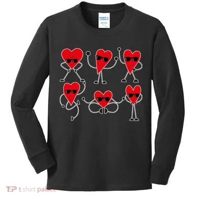 Dancing Hearts Dance Challenge Valentines Day Kids Long Sleeve Shirt