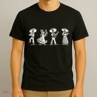 Dancing Mexican Skeletons Playing Music T-Shirt thumb 3
