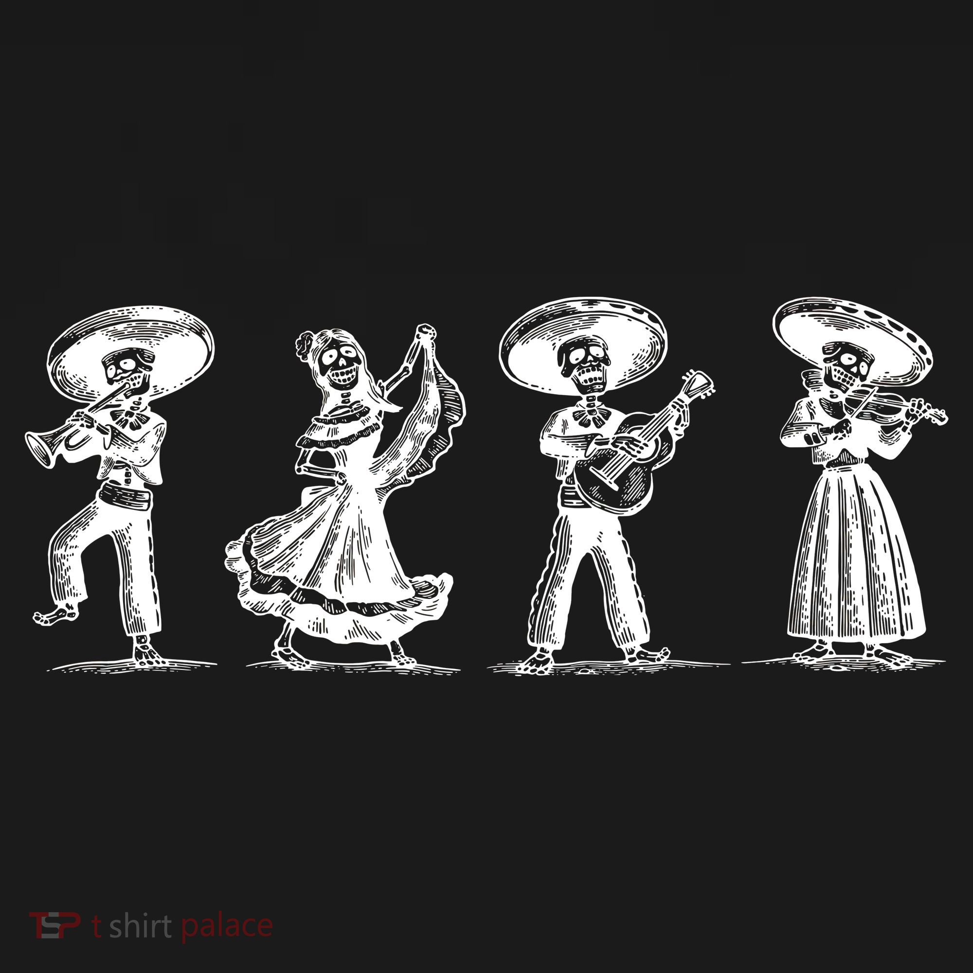 Dancing Mexican Skeletons Playing Music Button