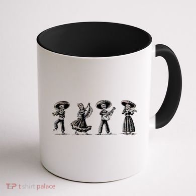 Dancing Mexican Skeletons Playing Music Coffee Mug back