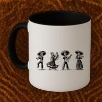 Dancing Mexican Skeletons Playing Music Coffee Mug thumb 2