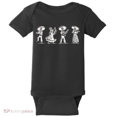 Dancing Mexican Skeletons Playing Music Baby Bodysuit