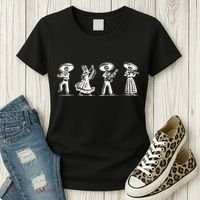 Dancing Mexican Skeletons Playing Music Women's T-Shirt thumb 3