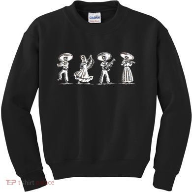 Dancing Mexican Skeletons Playing Music Kids Sweatshirt