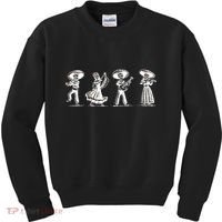 Dancing Mexican Skeletons Playing Music Kids Sweatshirt thumb 0