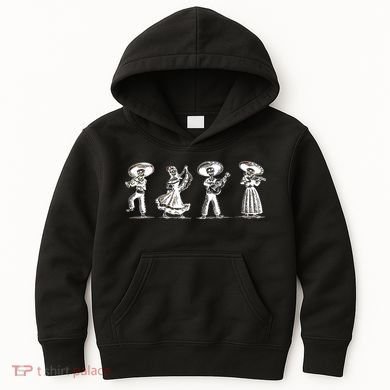 Dancing Mexican Skeletons Playing Music Kids Hoodie