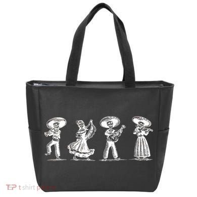 Dancing Mexican Skeletons Playing Music Tote Bag