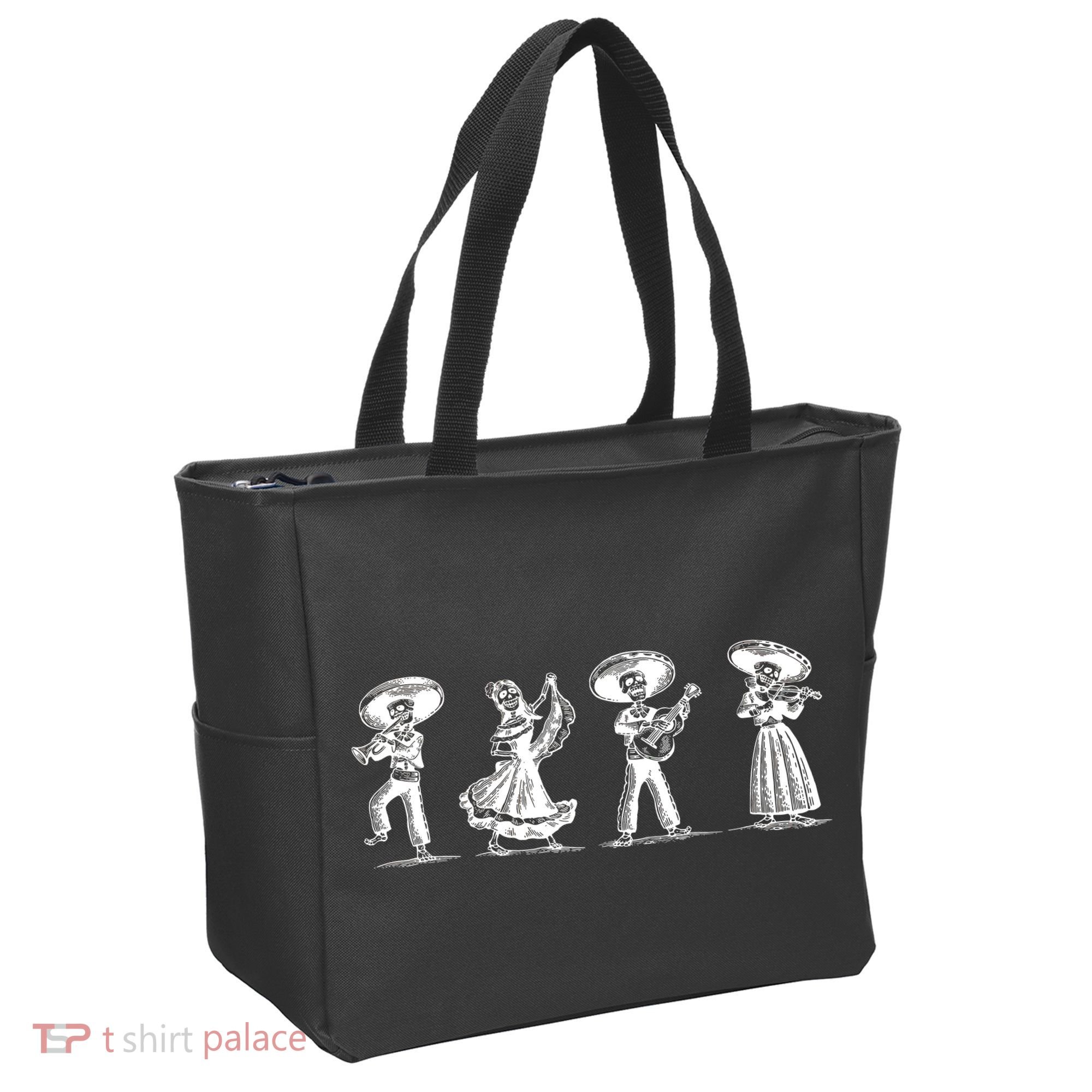 Dancing Mexican Skeletons Playing Music Tote Bag
