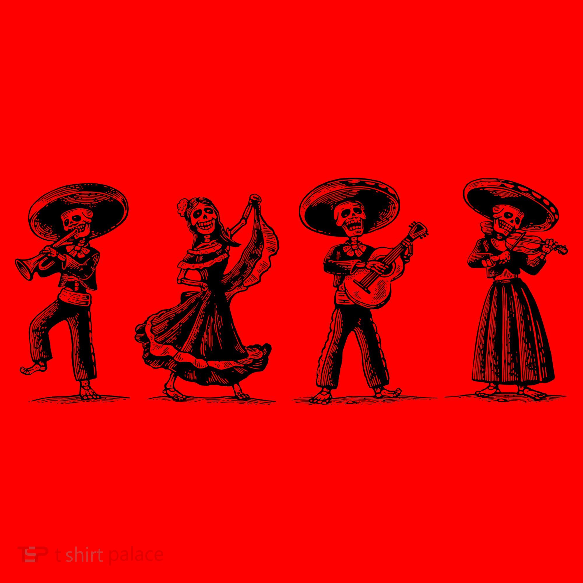 Dancing Mexican Skeletons Playing Music Santa Hat