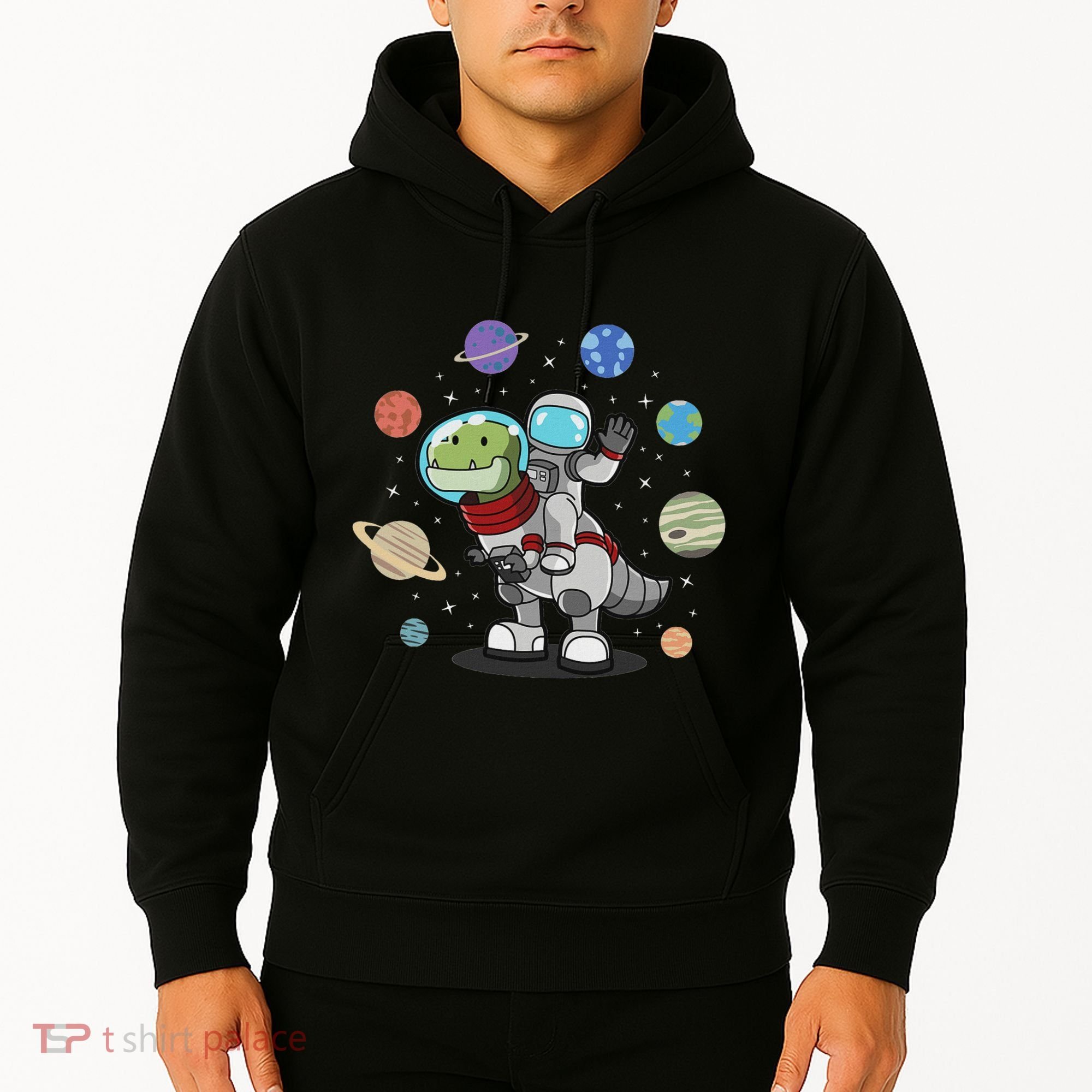 Dinosaur Astronaut & Planets Space & Dino Space Hoodie
