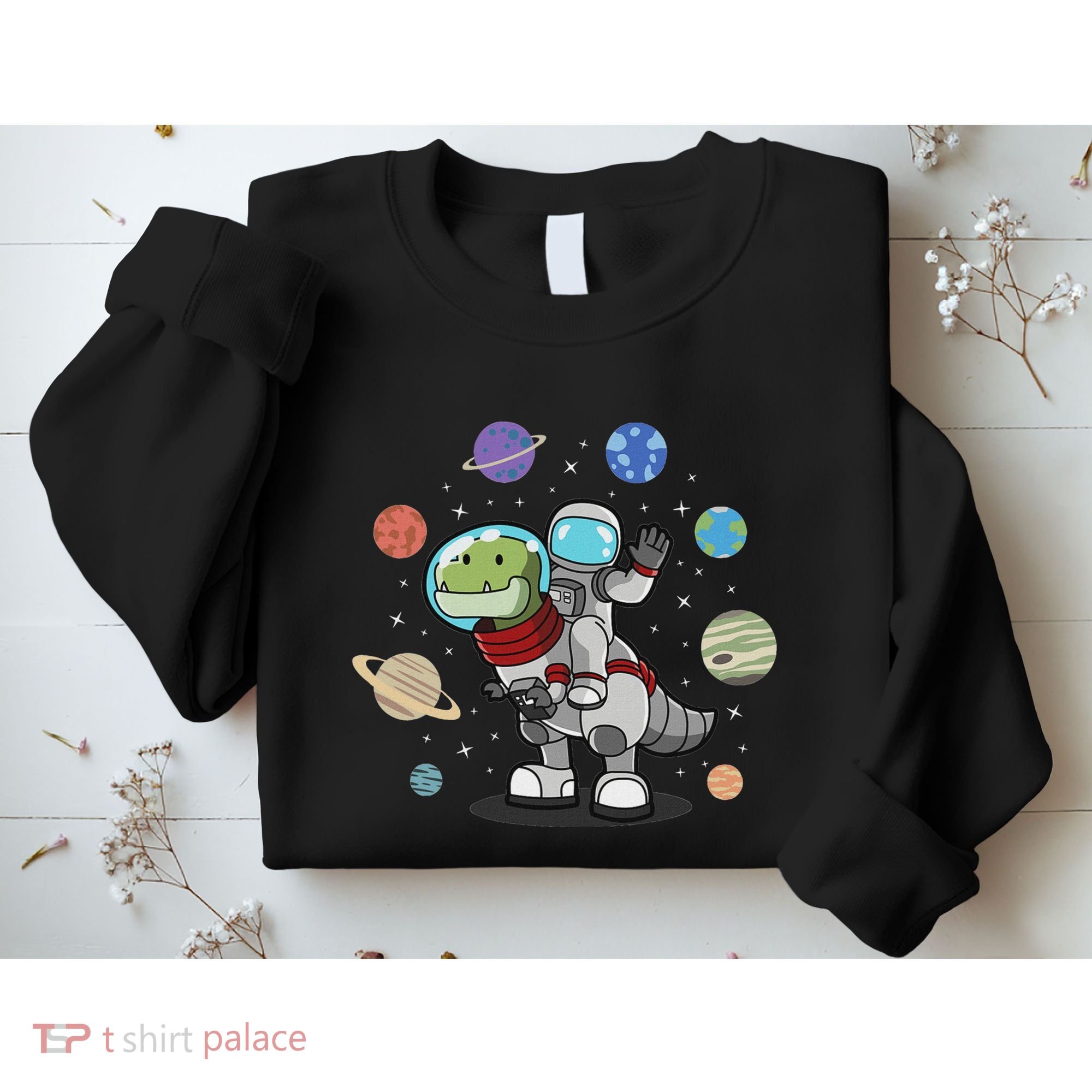 Dinosaur Astronaut & Planets Space & Dino Space Sweatshirt