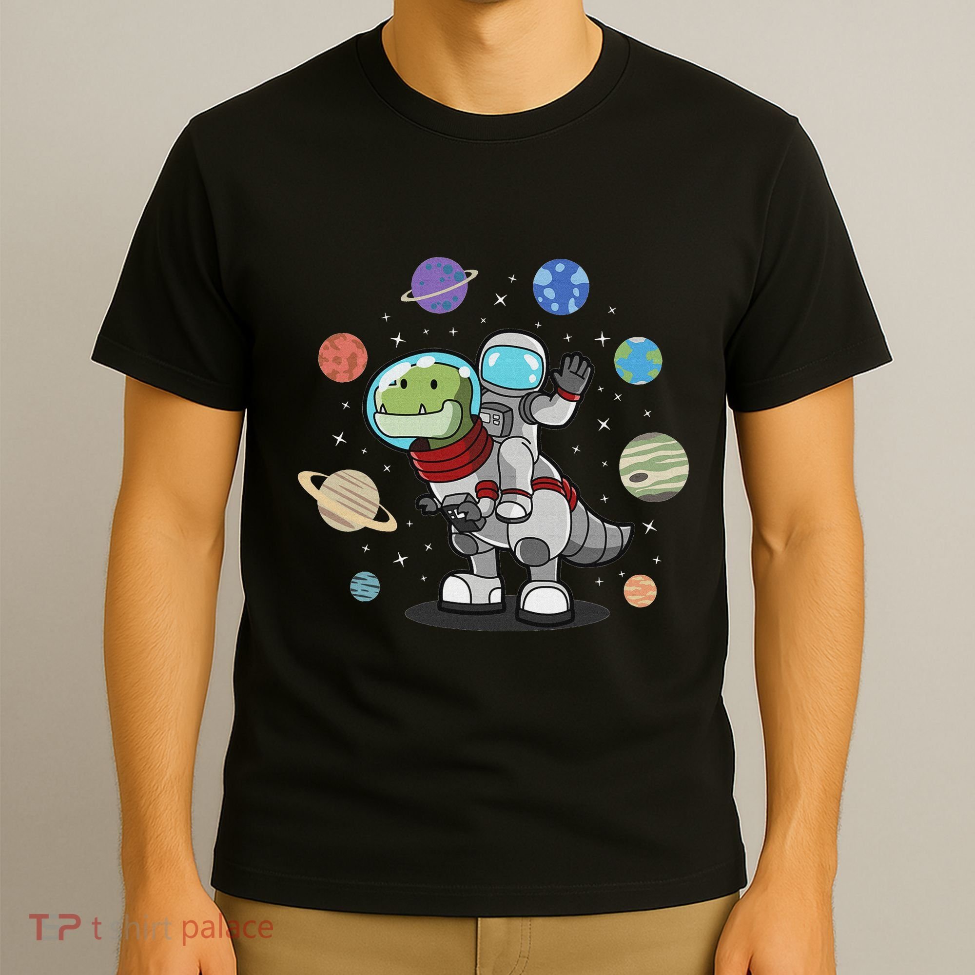 Dinosaur Astronaut & Planets Space & Dino Space T-Shirt