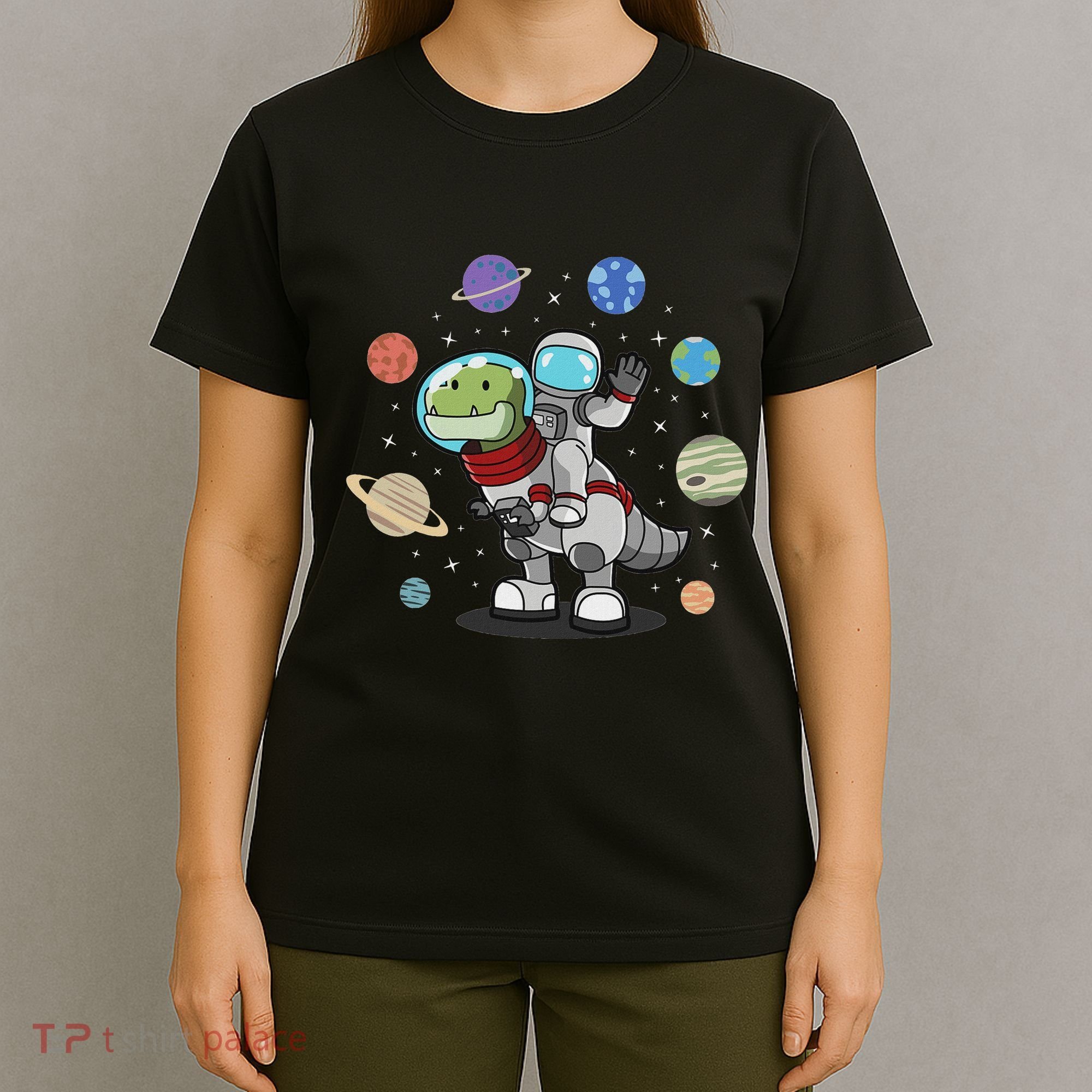 Dinosaur Astronaut & Planets Space & Dino Space T-Shirt
