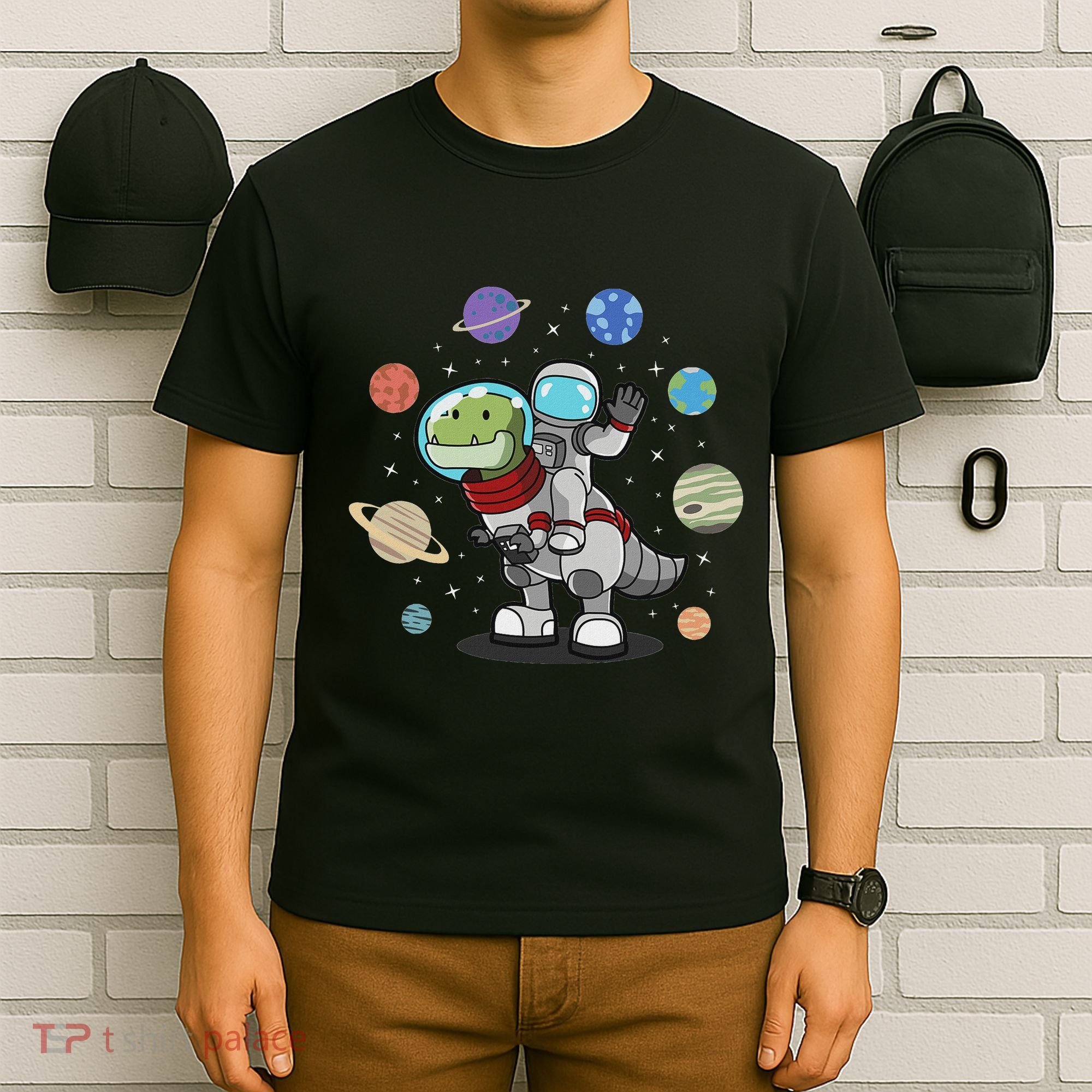 Dinosaur Astronaut & Planets Space & Dino Space T-Shirt