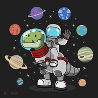 Dinosaur Astronaut & Planets Space & Dino Space Hat thumb 2