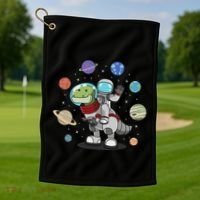 Dinosaur Astronaut & Planets Space & Dino Space Golf Towel thumb 1