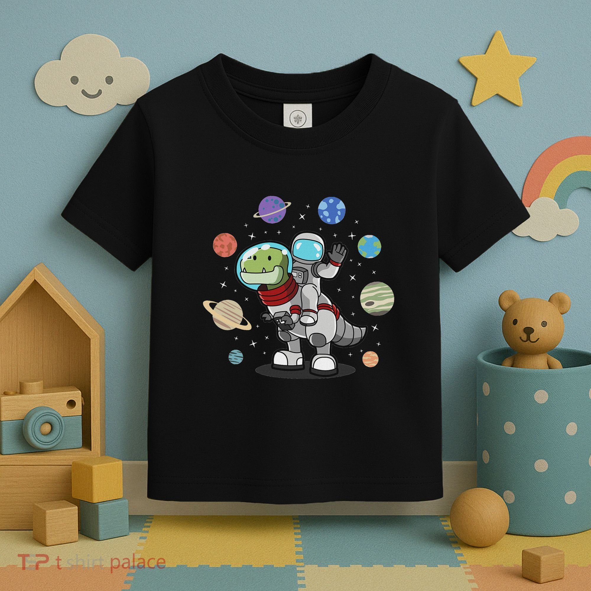 Dinosaur Astronaut & Planets Space & Dino Space Toddler T-Shirt