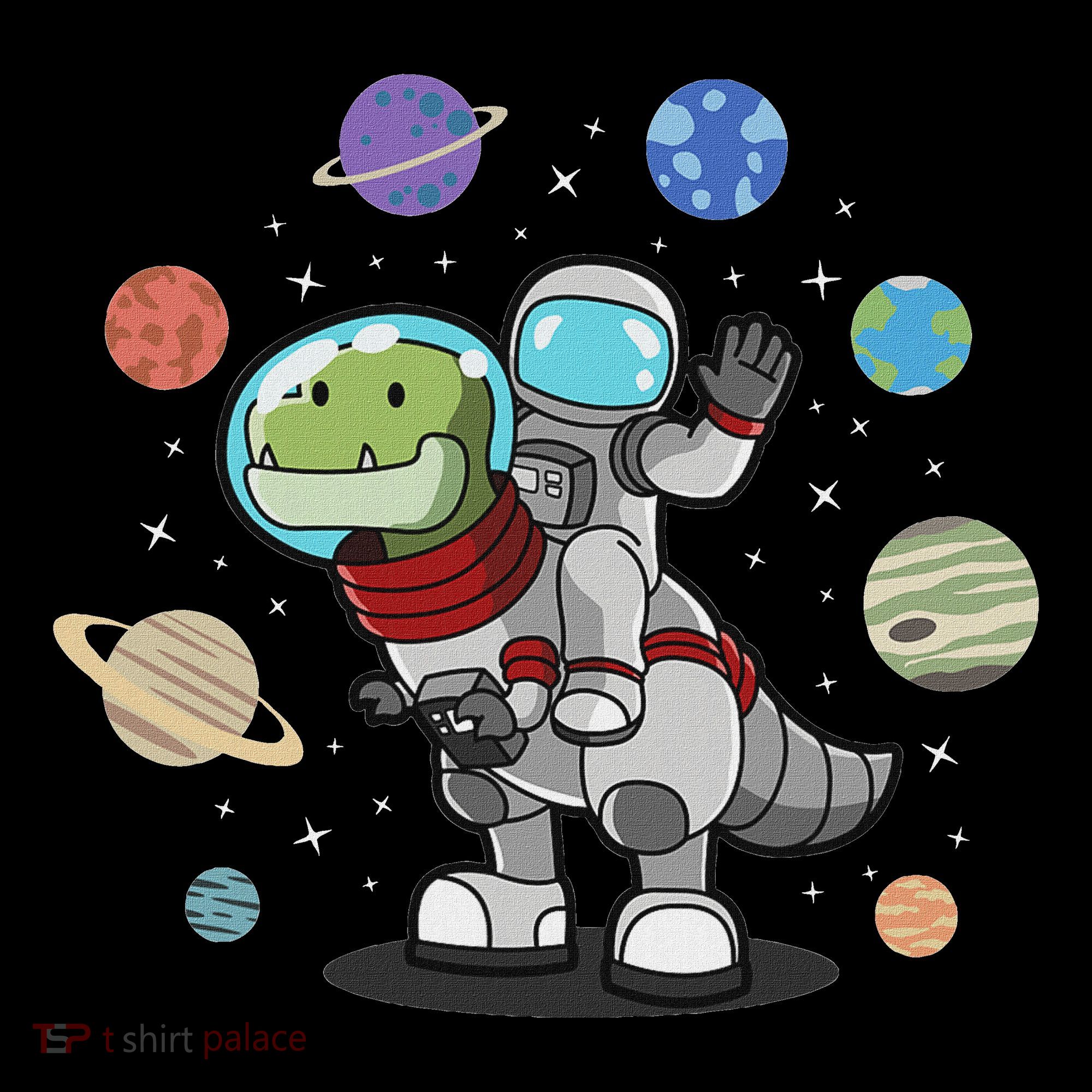 Dinosaur Astronaut & Planets Space & Dino Space Toddler T-Shirt