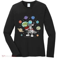 Dinosaur Astronaut & Planets Space & Dino Space Women's Long Sleeve Shirt thumb 0