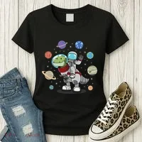 Dinosaur Astronaut & Planets Space & Dino Space Women's T-Shirt thumb 3