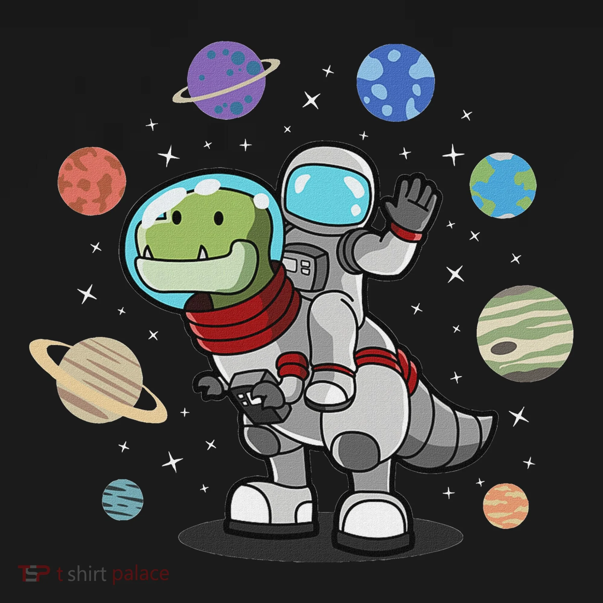 Dinosaur Astronaut & Planets Space & Dino Space Women's T-Shirt