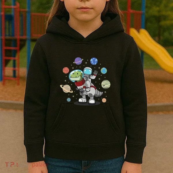 Dinosaur Astronaut & Planets Space & Dino Space Kids Hoodie