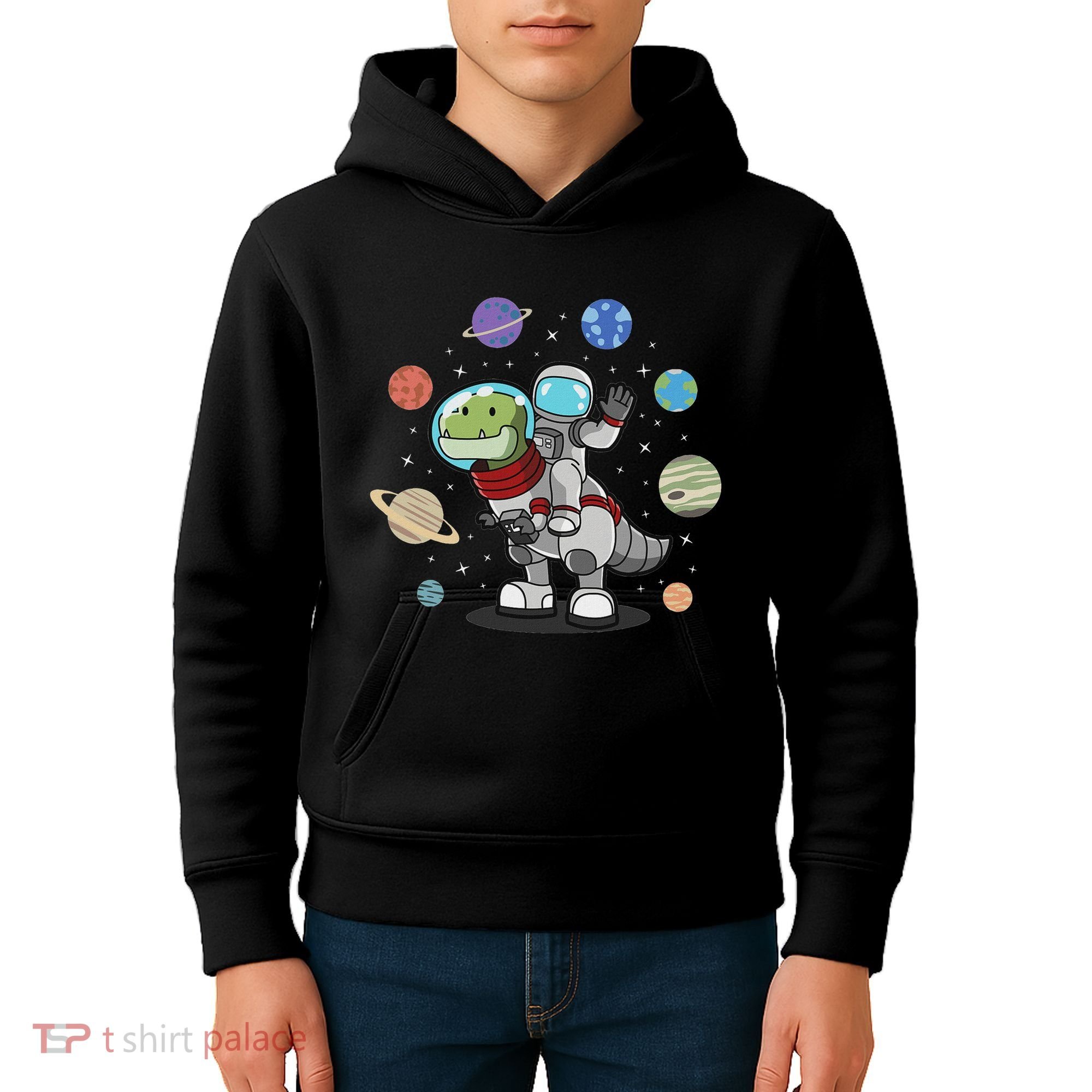 Dinosaur Astronaut & Planets Space & Dino Space Kids Hoodie