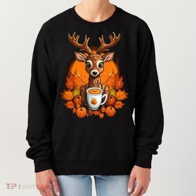 Deer Antlers Pumpkin Spice Latte Fall Thanksgiving Halloween Women's Sweatshirt