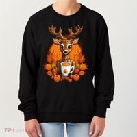 Deer Antlers Pumpkin Spice Latte Fall Thanksgiving Halloween Women's Sweatshirt thumb 0
