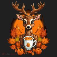 Deer Antlers Pumpkin Spice Latte Fall Thanksgiving Halloween Women's Sweatshirt thumb 2