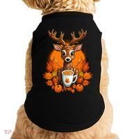 Deer Antlers Pumpkin Spice Latte Fall Thanksgiving Halloween Doggie Tank thumb 0