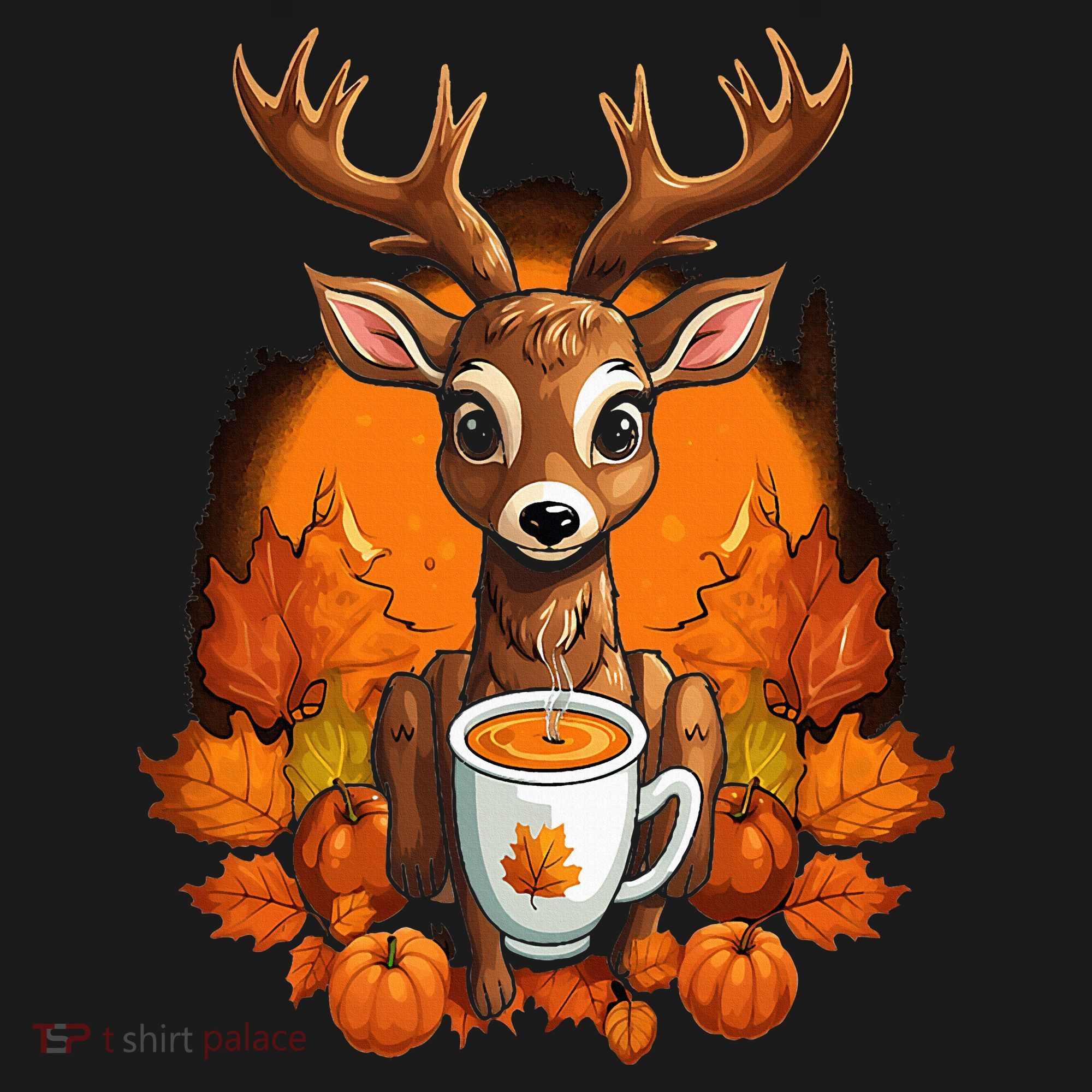 Deer Antlers Pumpkin Spice Latte Fall Thanksgiving Halloween Doggie Tank