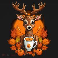 Deer Antlers Pumpkin Spice Latte Fall Thanksgiving Halloween Bucket Hat thumb 4