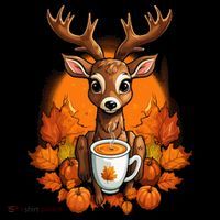 Deer Antlers Pumpkin Spice Latte Fall Thanksgiving Halloween Ornament thumb 1