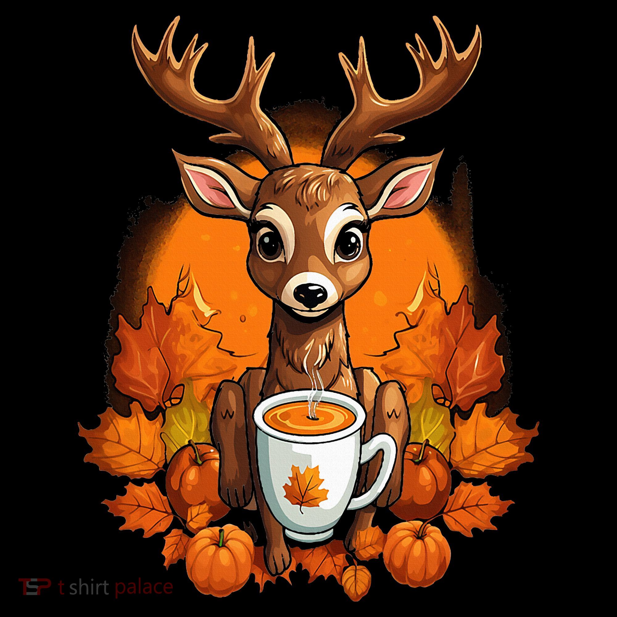 Deer Antlers Pumpkin Spice Latte Fall Thanksgiving Halloween Ornament