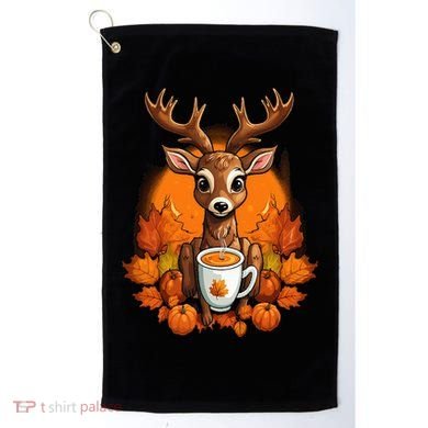 Deer Antlers Pumpkin Spice Latte Fall Thanksgiving Halloween Golf Towel