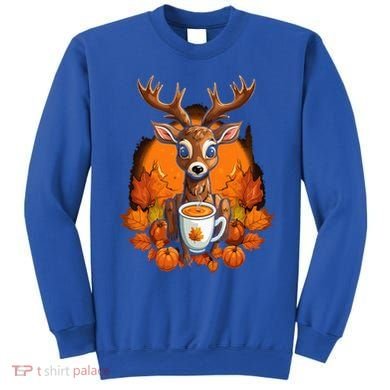 Deer Antlers Pumpkin Spice Latte Fall Thanksgiving Halloween Sweatshirt