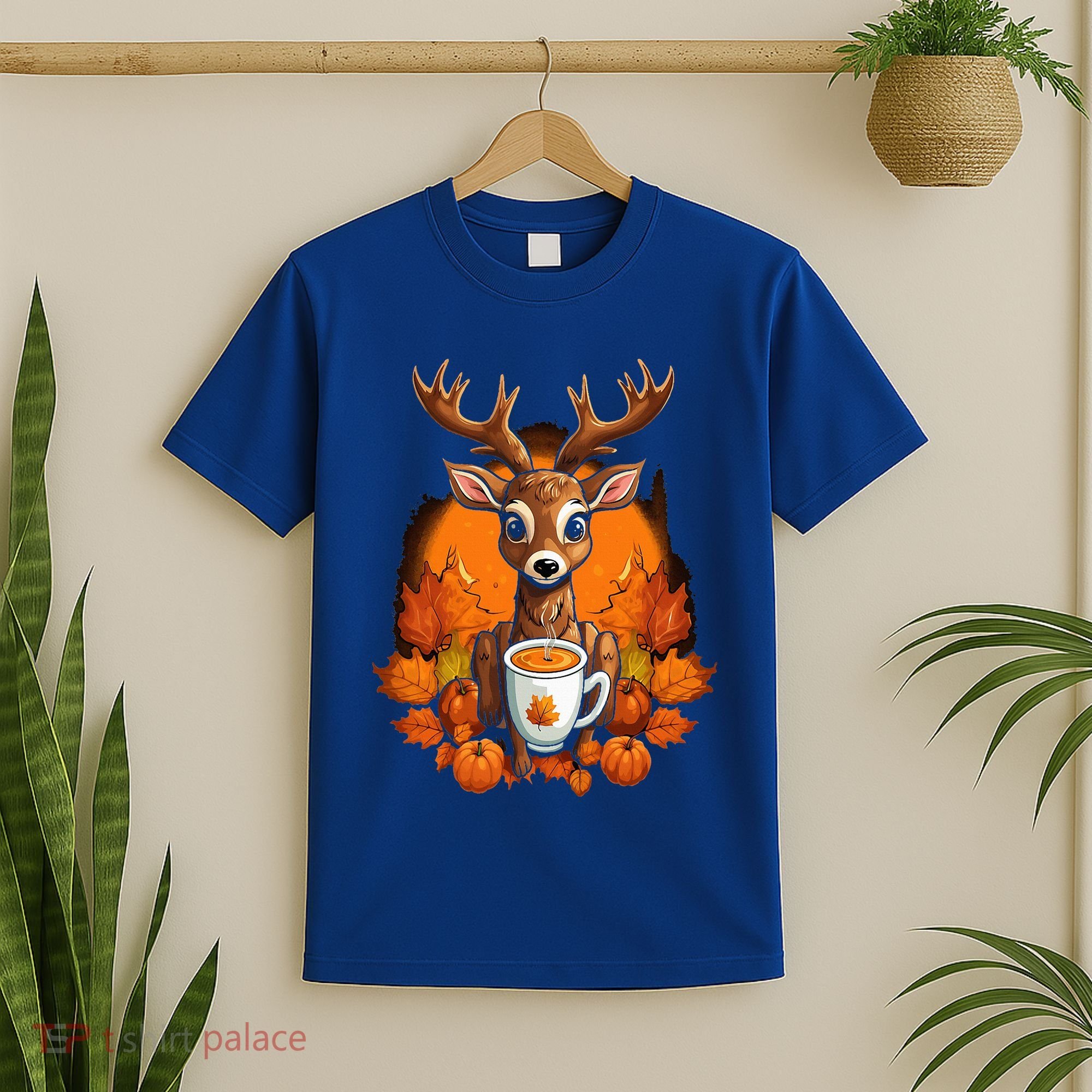 Deer Antlers Pumpkin Spice Latte Fall Thanksgiving Halloween T-Shirt