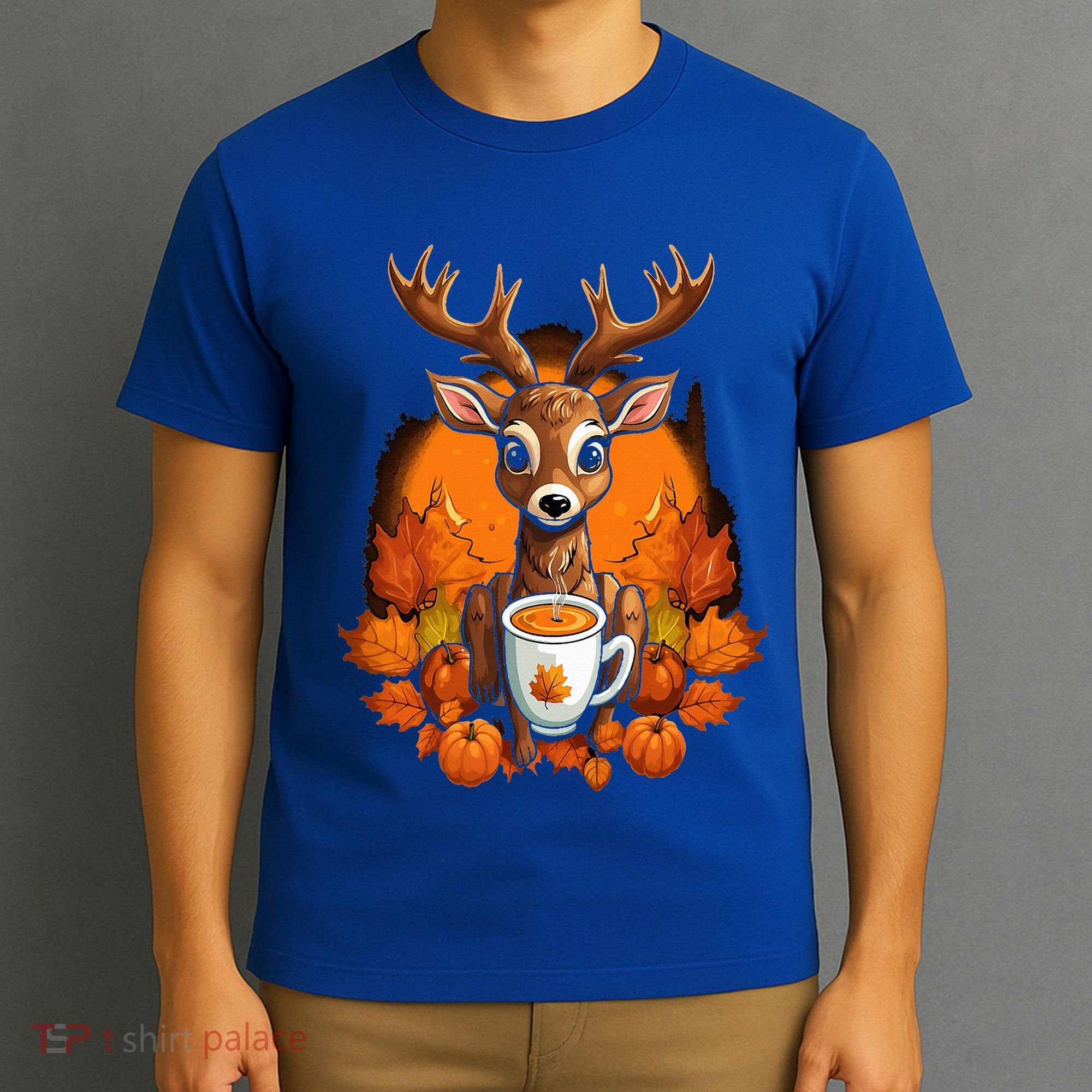 Deer Antlers Pumpkin Spice Latte Fall Thanksgiving Halloween T-Shirt