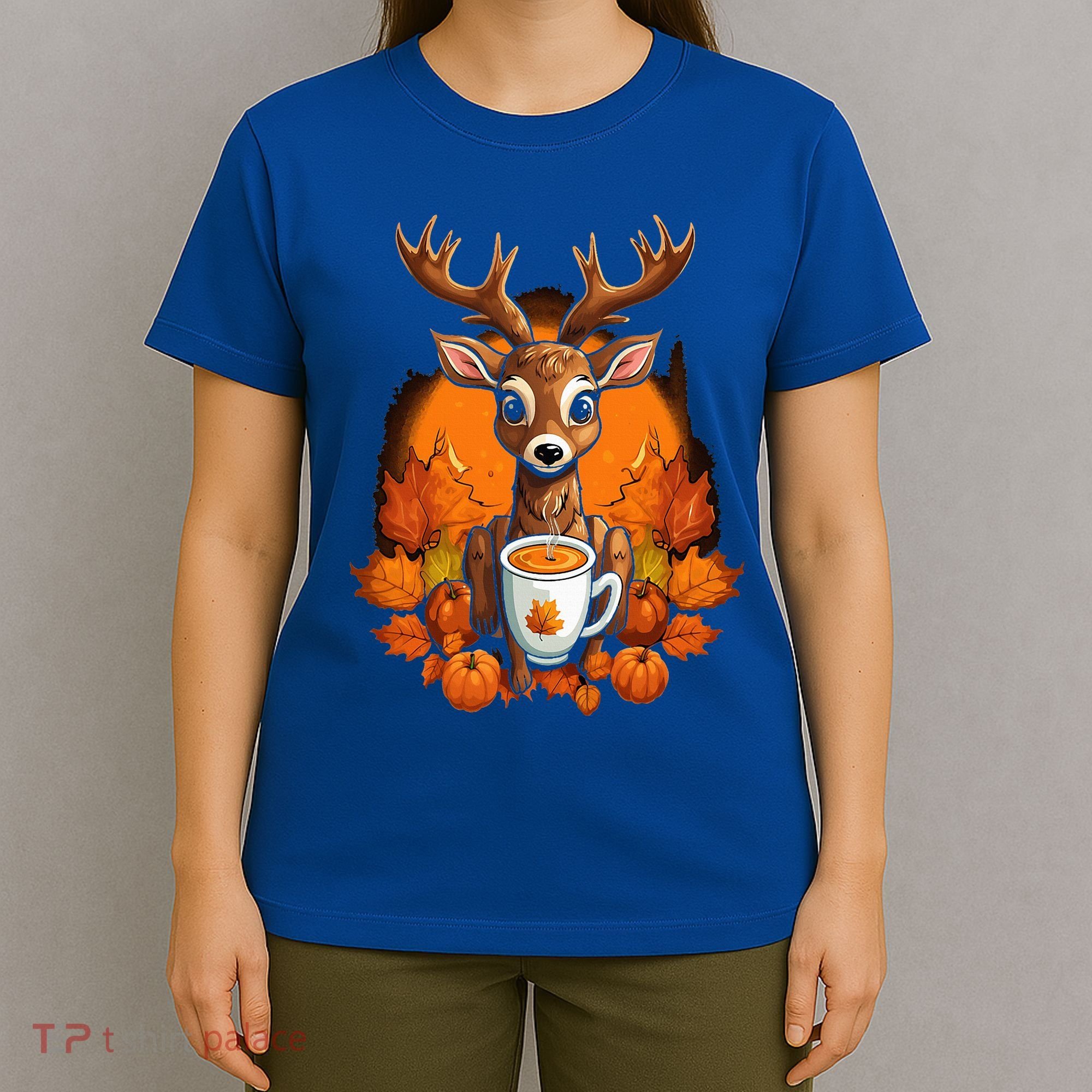 Deer Antlers Pumpkin Spice Latte Fall Thanksgiving Halloween T-Shirt