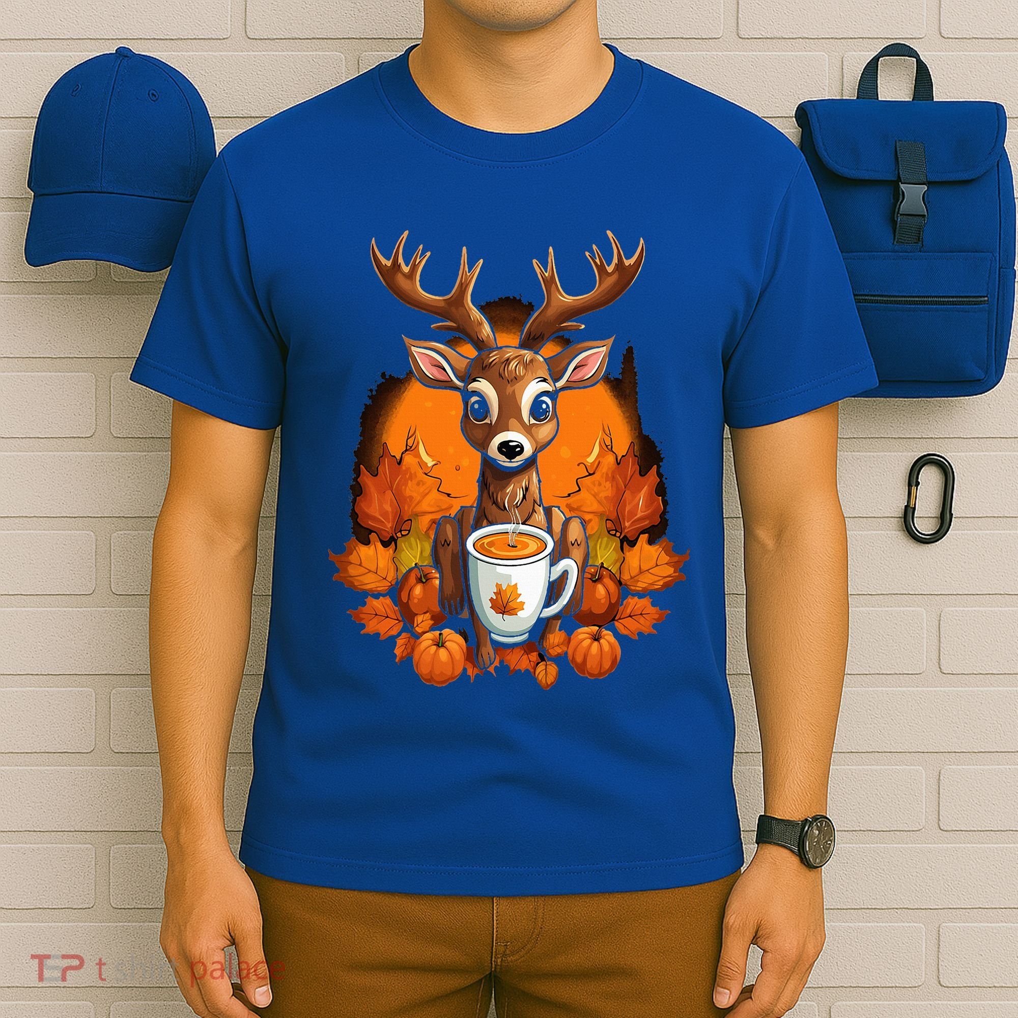 Deer Antlers Pumpkin Spice Latte Fall Thanksgiving Halloween T-Shirt