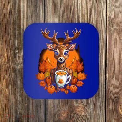 Deer Antlers Pumpkin Spice Latte Fall Thanksgiving Halloween Coaster