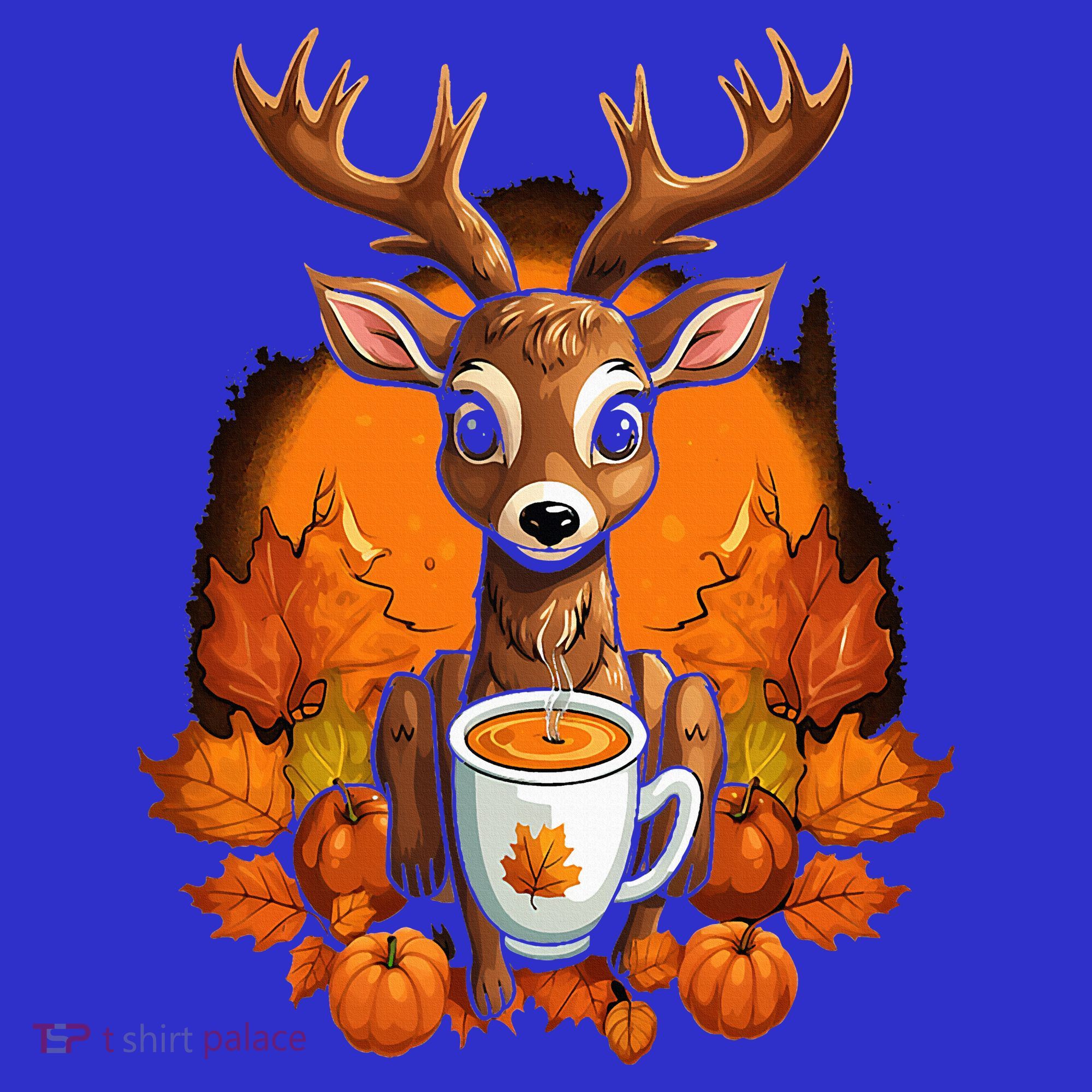 Deer Antlers Pumpkin Spice Latte Fall Thanksgiving Halloween Coaster