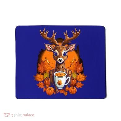 Deer Antlers Pumpkin Spice Latte Fall Thanksgiving Halloween Mousepad