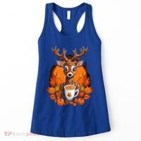 Deer Antlers Pumpkin Spice Latte Fall Thanksgiving Halloween Women's Tank Top thumb 0