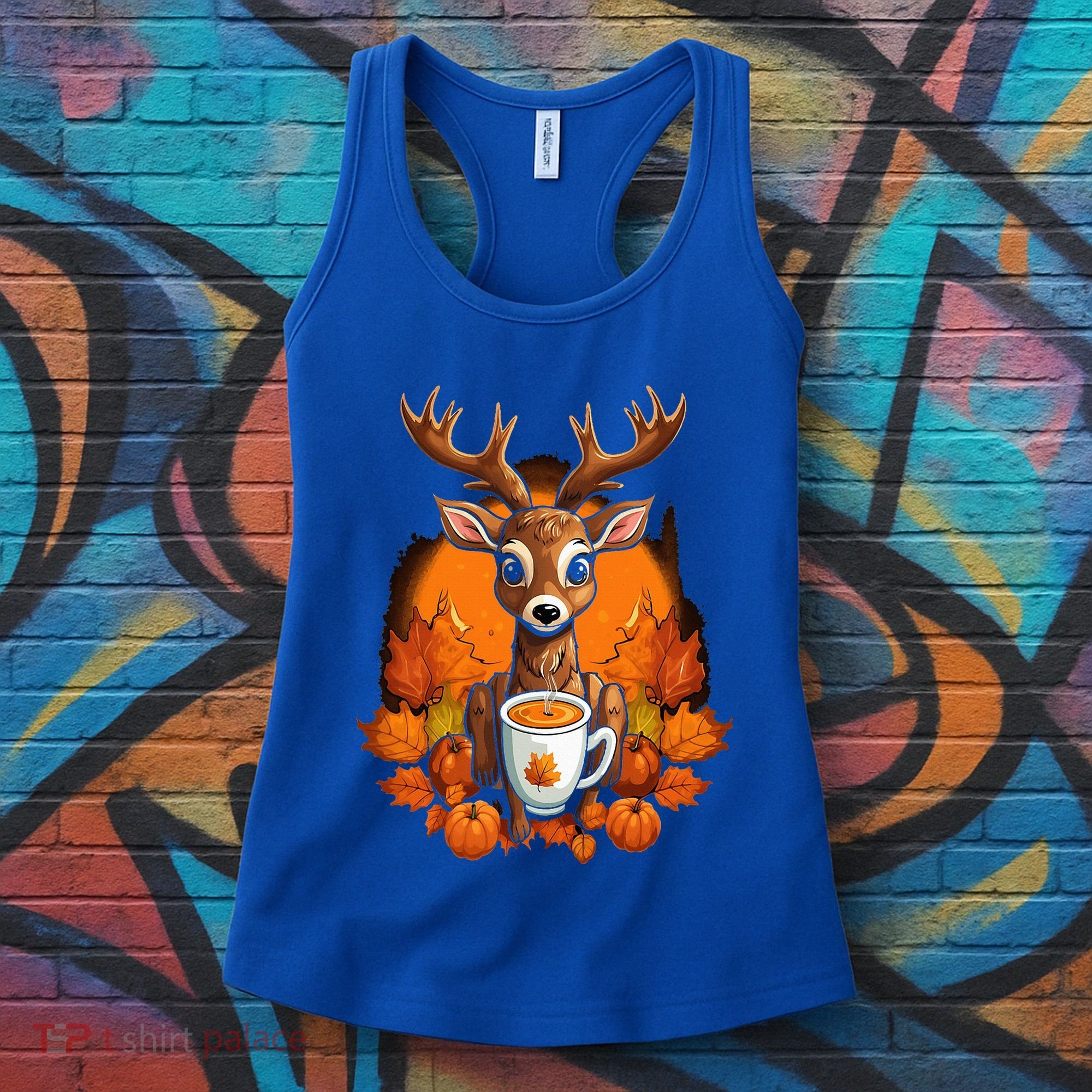 Deer Antlers Pumpkin Spice Latte Fall Thanksgiving Halloween Women's Tank Top