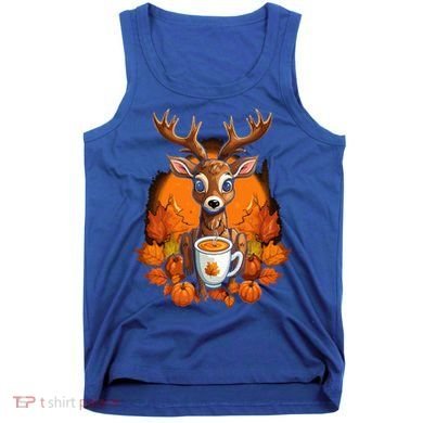 Deer Antlers Pumpkin Spice Latte Fall Thanksgiving Halloween Tank Top