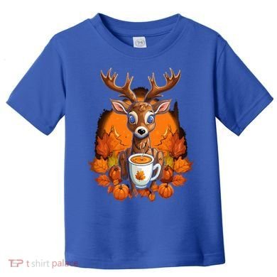 Deer Antlers Pumpkin Spice Latte Fall Thanksgiving Halloween Toddler T-Shirt