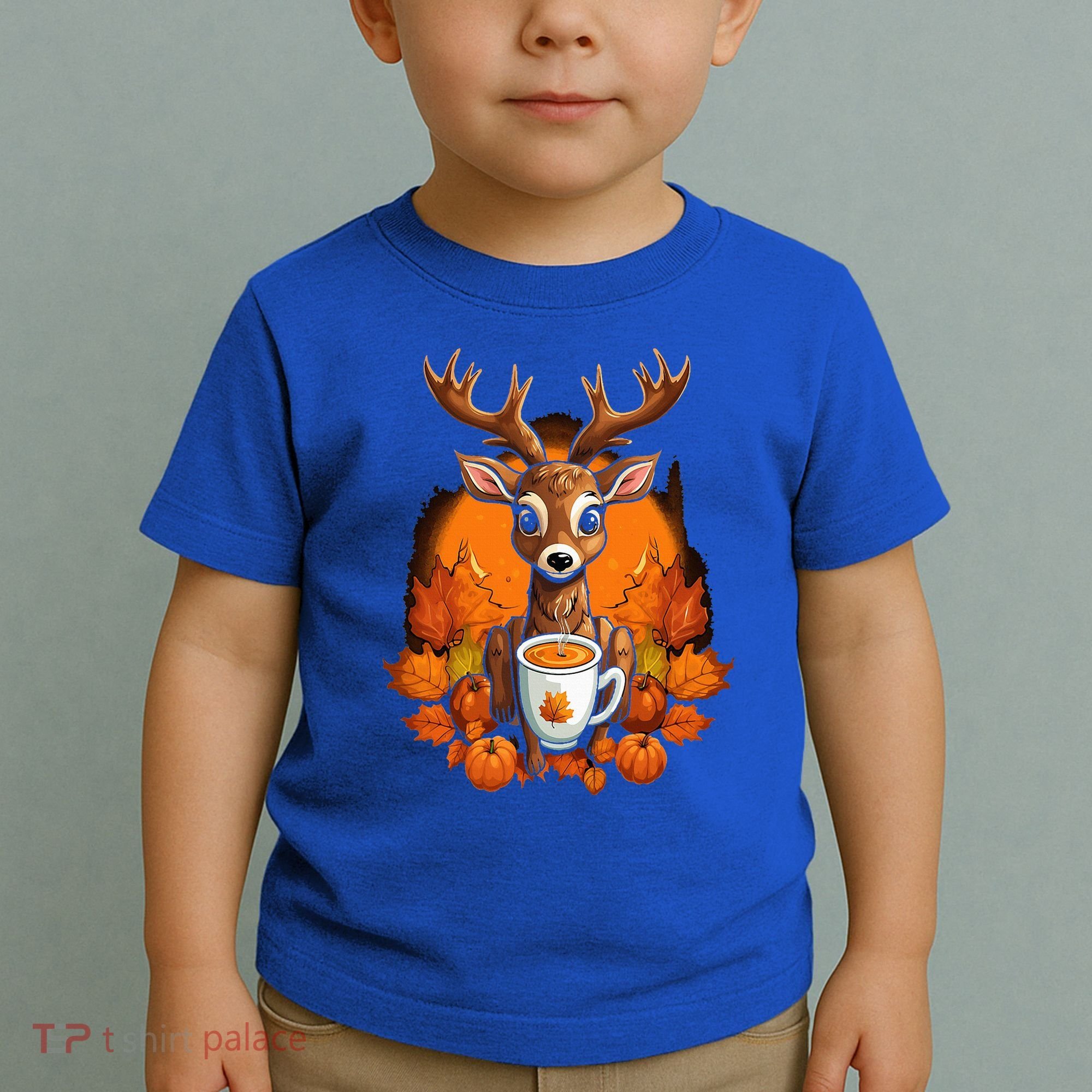 Deer Antlers Pumpkin Spice Latte Fall Thanksgiving Halloween Toddler T-Shirt