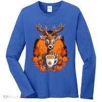 Deer Antlers Pumpkin Spice Latte Fall Thanksgiving Halloween Women's Long Sleeve Shirt thumb 0